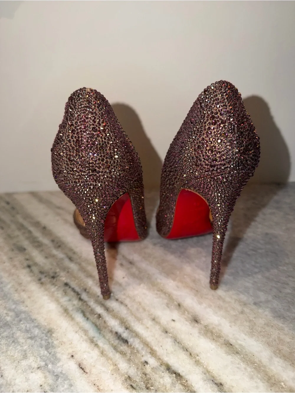 Christian Louboutin Brown Crystal Pointed-Toe Stiletto Pumps - Picture 4 of 4
